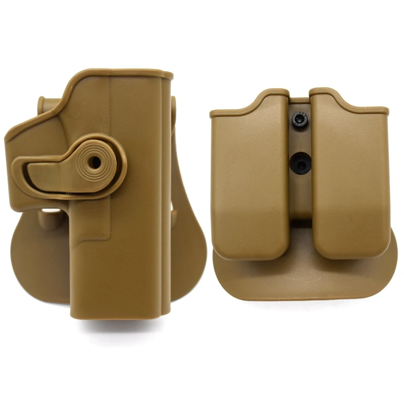 Tactical Defense Retention Gun Holster with Double Magazine Pouch