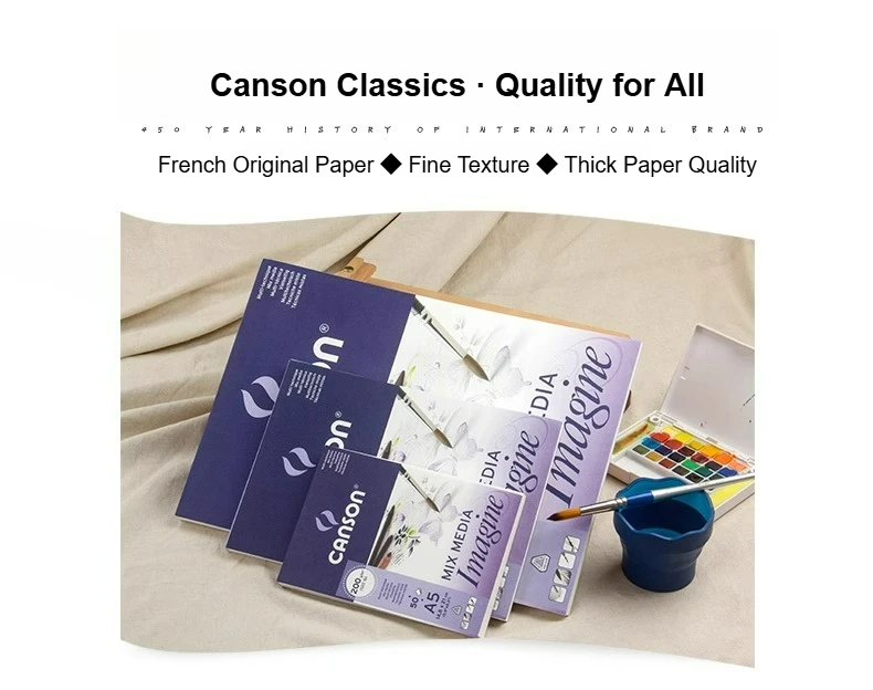 CANSON IMAGINE Aquarellpapier-Block Heißgepresst 200g A3/A4/A5 50 Blatt pro Block Holzpulpe-Papier für Aquarellmalerei – Detail 3