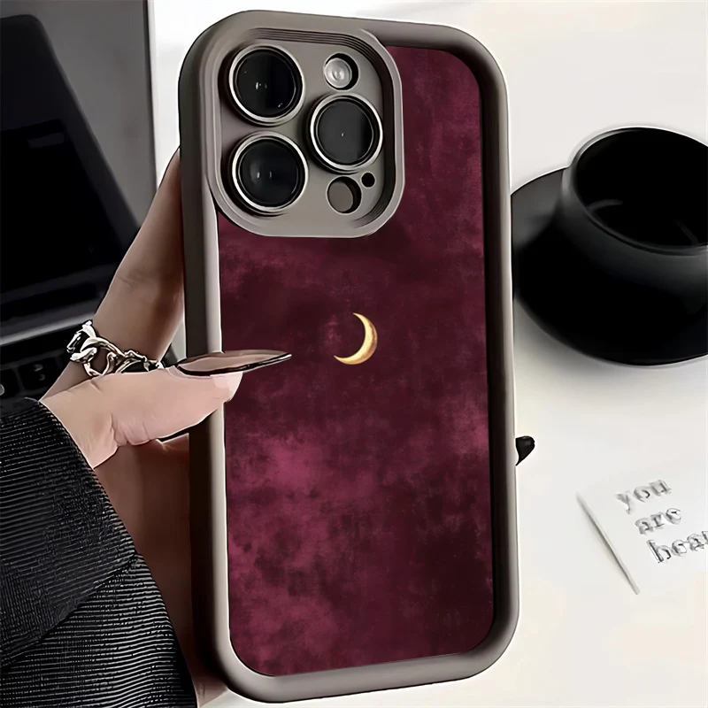 Minimalist Sun Moon Pattern Silicone Phone Case Cover