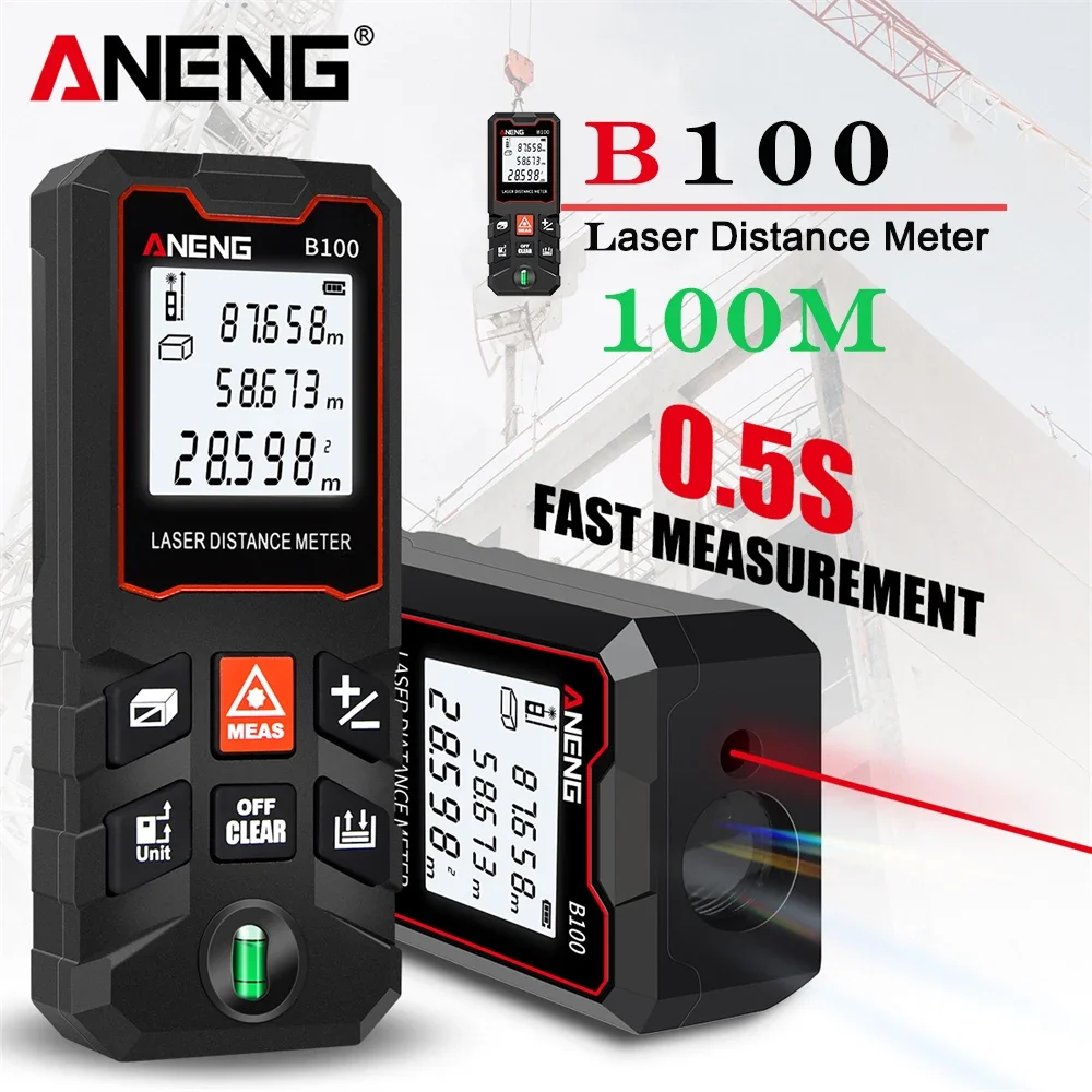 

ANENG B40/60/80/100 Laser Distance Meter Digital Laser Range Finder Distance Area Volume Multimeter Test Tool Measure Device