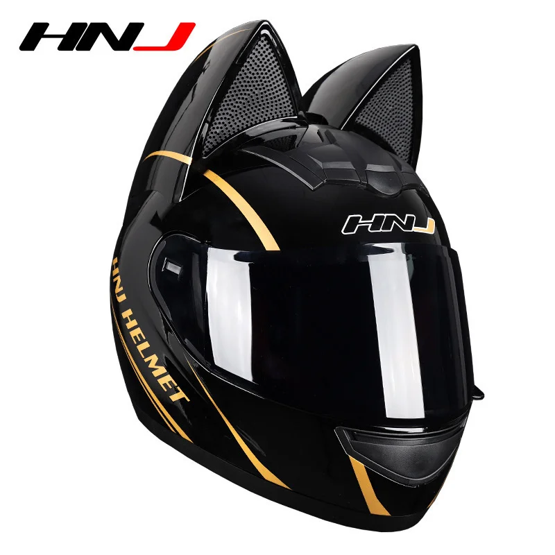 thumbnail image 1 of Envía 2 regalos Casco de motocross de cara completa aprobado por DOT Casco de motocicleta con orejas de gato para adultos Hombre Mujer, 1 of 5