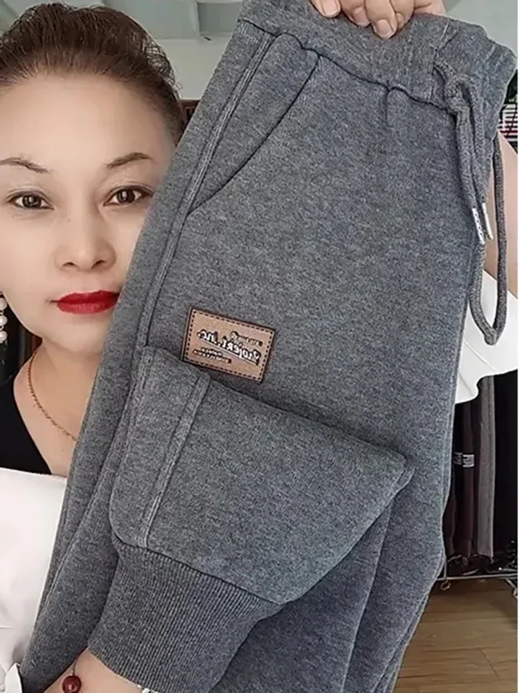 Winter Big Size 6xl Lambwool Fluff Sweatpants Womens Casual Warm Harem Pants Thicken Fleece Lined Jogger Baggy 90cm Pantalones 2
