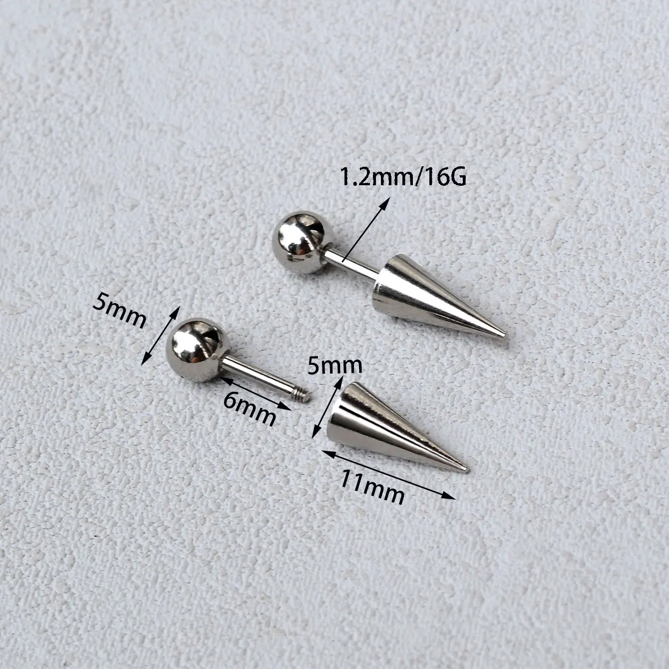 1Pair Women Men Round Ball Spike Cone Tip Titanium Steel Screw