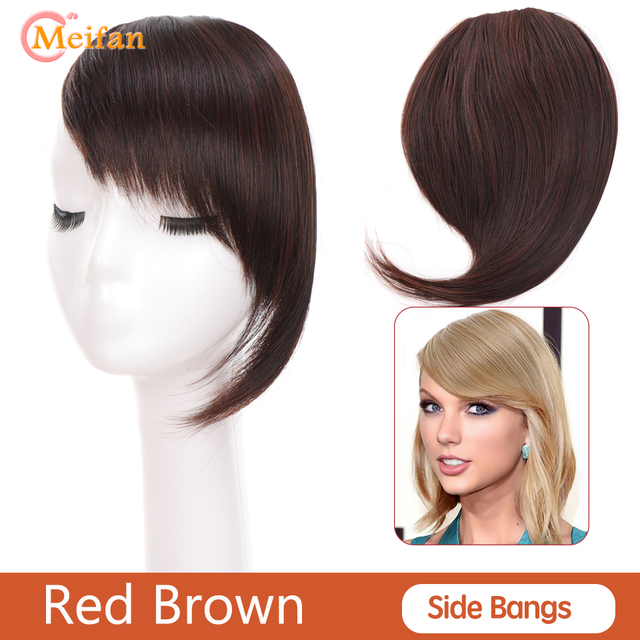 MEIFAN Synthetic Topper Hairpiece False Bang Clip-In Bangs Extension Natural Fake Fringe Invisible Clourse Hairpiece for Women - dark brown-200661241