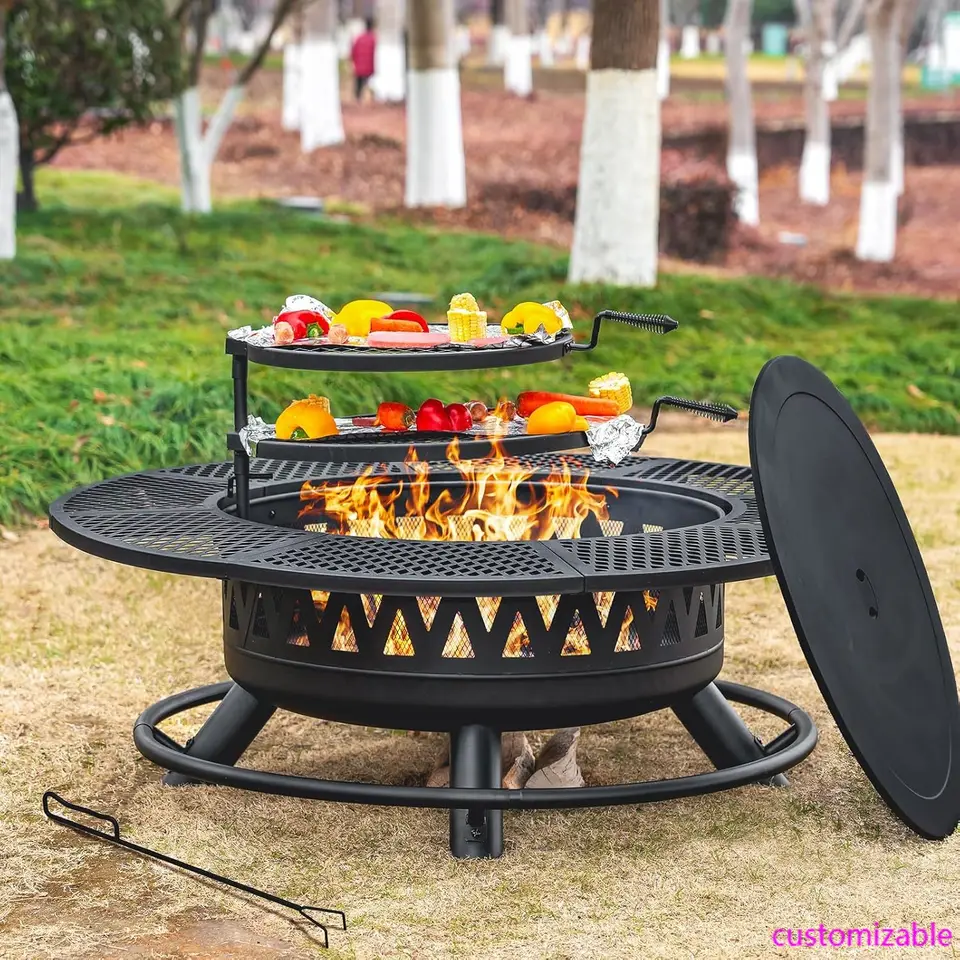 Extra Large 47 Inch Fire Pit with Grills