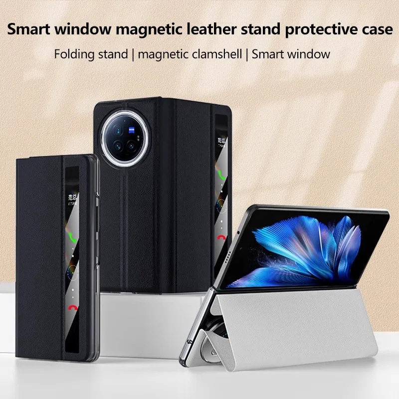 

Роскошный противоударный чехол из искусственной кожи для Vivo X Fold3 Smart Window