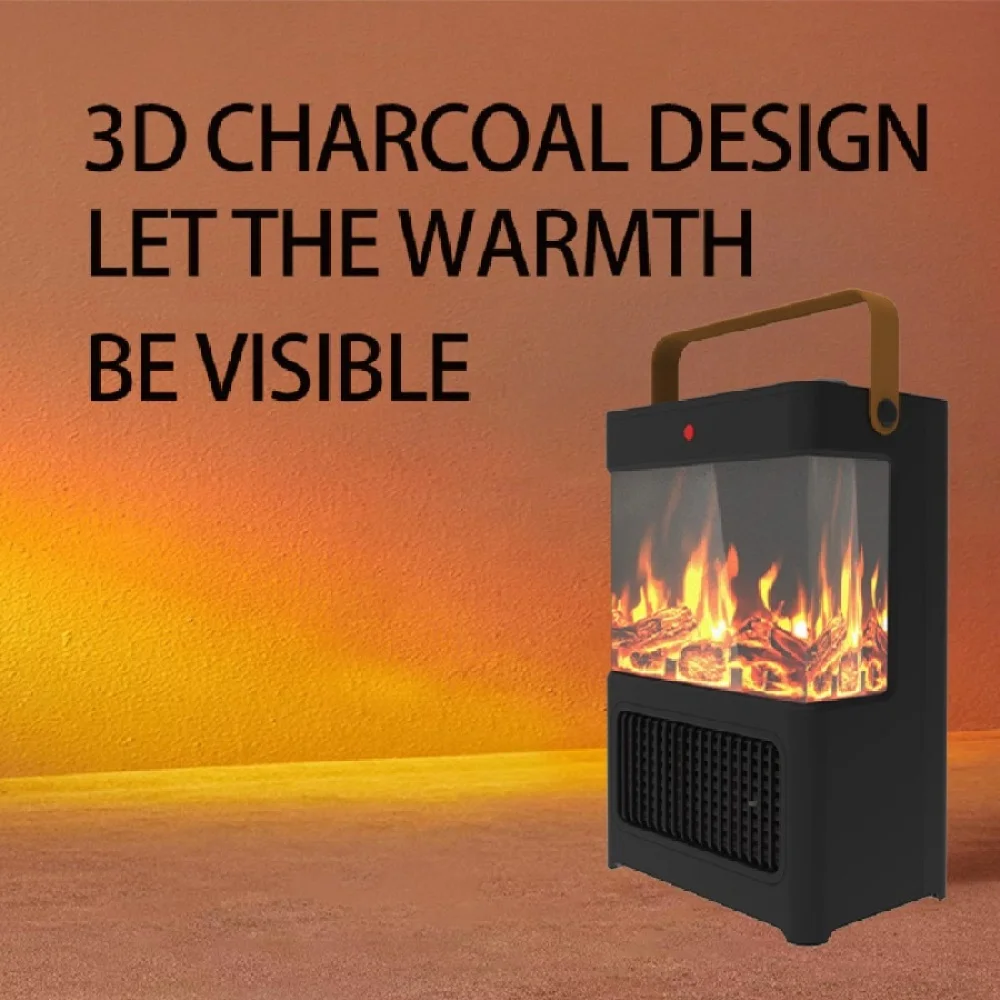 Electric Fireplace Heater for Indoor Use, 1500W Space Heater Fireplace with 3D LED Flame, Double Safety Protection, Portable 3