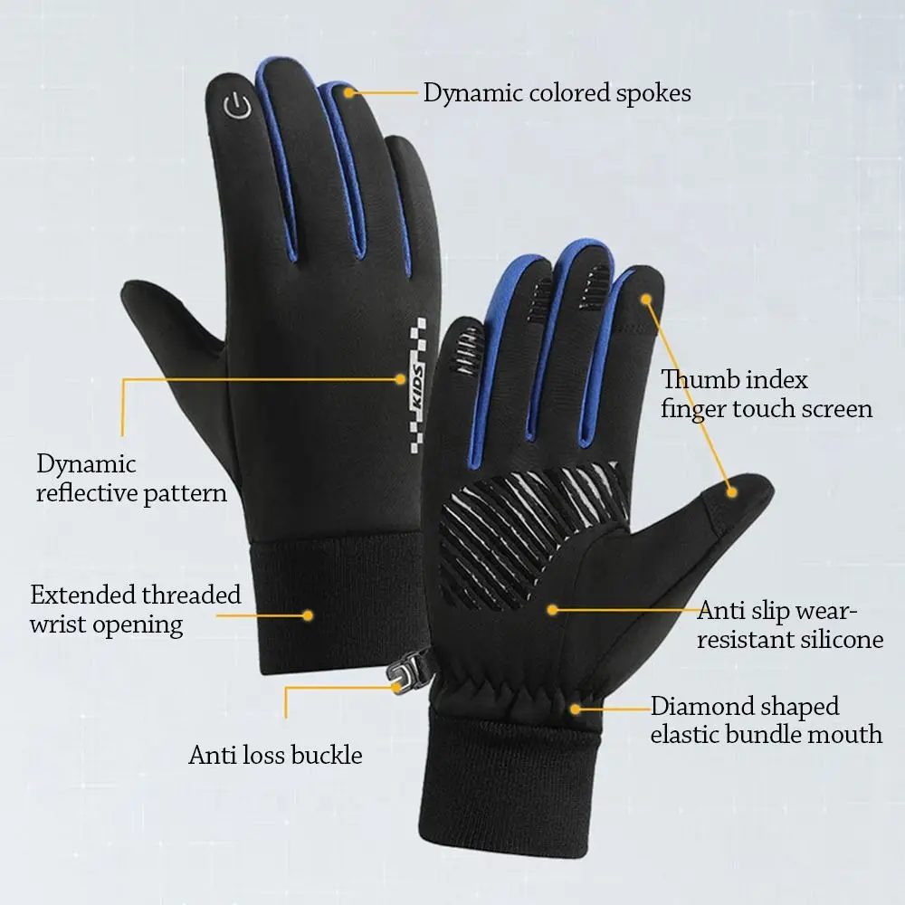 Kids Winter Gloves Touch Screen Non Slip Cycling Mittens
