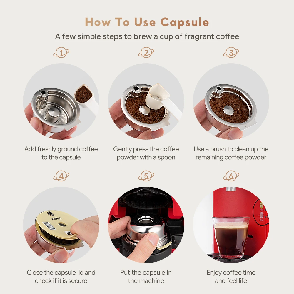 Capsules de café en acier inoxydable, dosette, filtre rechargeable, pour  machine à café Bosch Tassimo, 60/180/200/220ml, couvercle en silicone