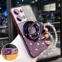 Glitter Crystal Bracelet Phone Holder Case with Bracket Cover for Galaxy Note10 (Purple)