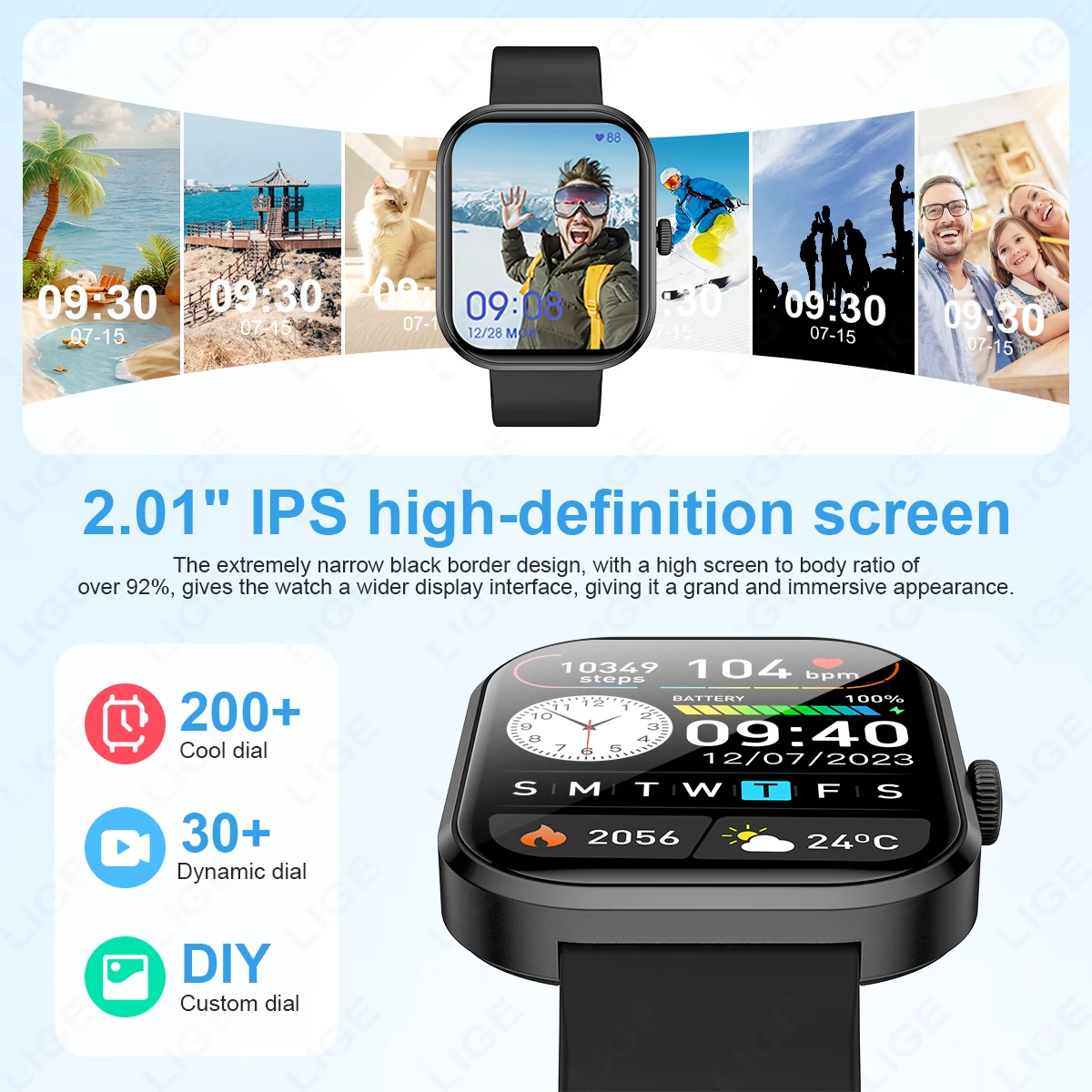 LIGE Multifunctional Smartwatch For All Smartphone Connections Men Bluetooth Call Life Waterproof Watch Sport Smart Watch Women