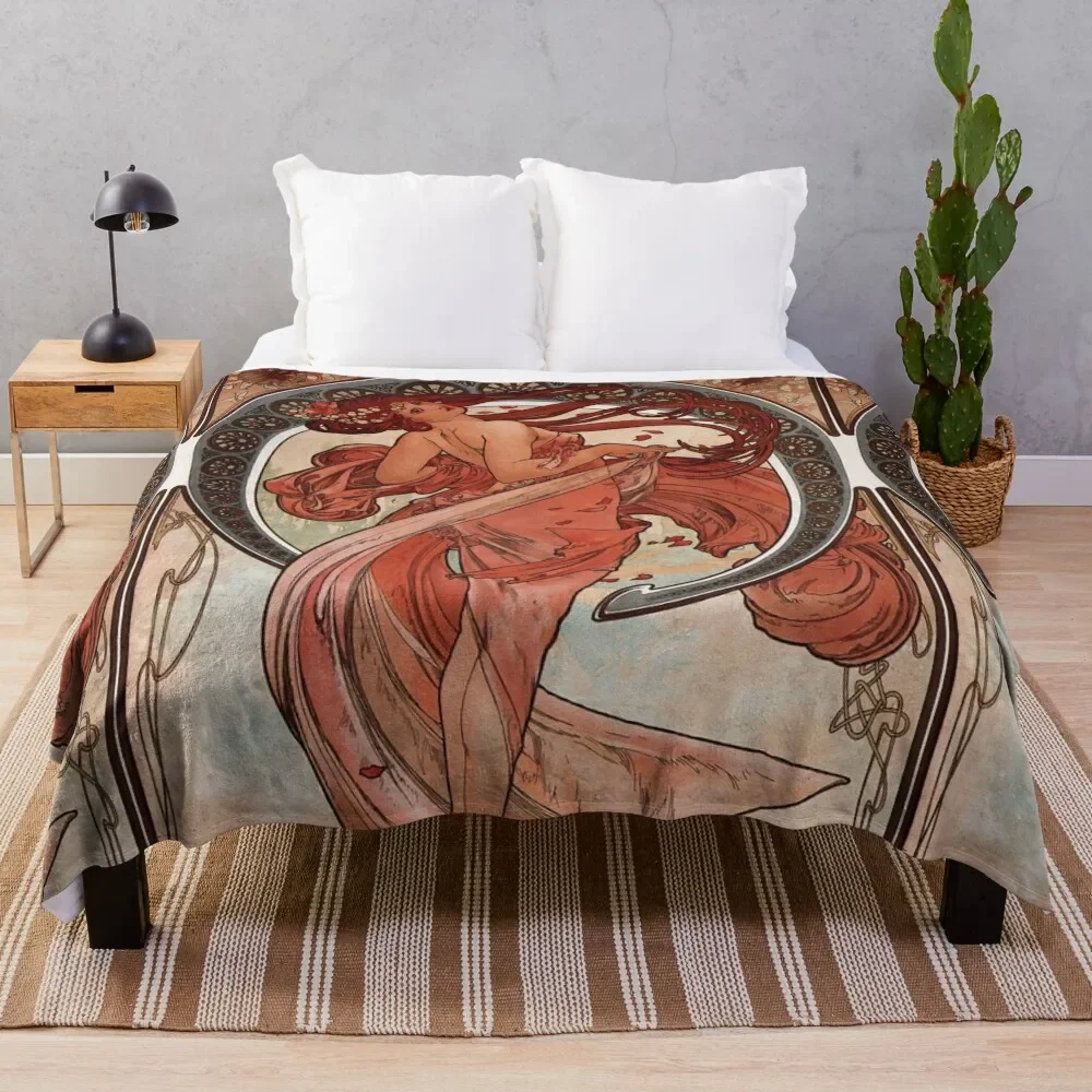 

Dance,1898,Alphonse Mucha,art nouveau,litography Throw Blanket Blanket For Sofa Furry Blanket