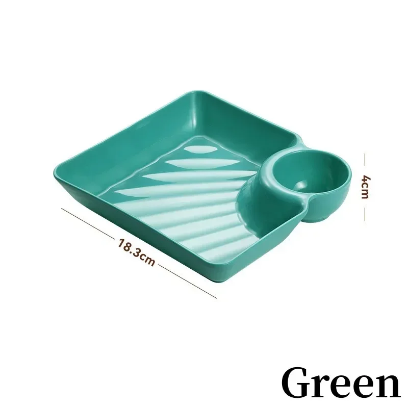 2/1Pc Square French Fries Tray with Sauce Space Snack Platter Creative Separated Divided Tray Tableware Salad Plates