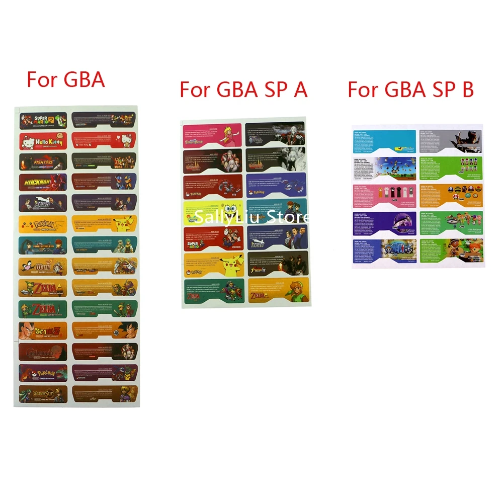 50sets Replacement For GBA SP Label Stickers Custom Design Console