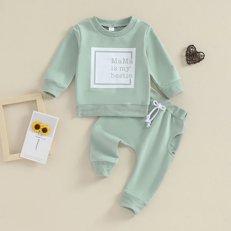

Toddler Baby Girl Clothes 6 9 12 18 24 Months 2T 3T Outfits Letter Long Sleeve Sweatshirt Jogger Pants Sweatsuit Set