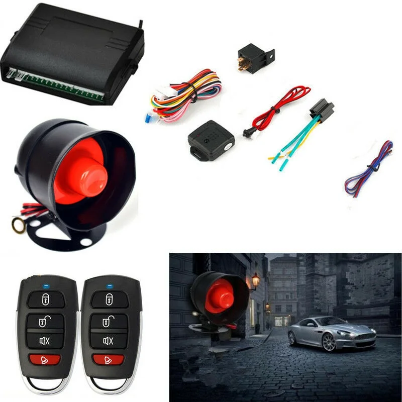 Universal 1-Sets Car Alarm Vehicle System Protection Security System Keyless Entry Siren + 2 Remote Control Burglar Alarm
