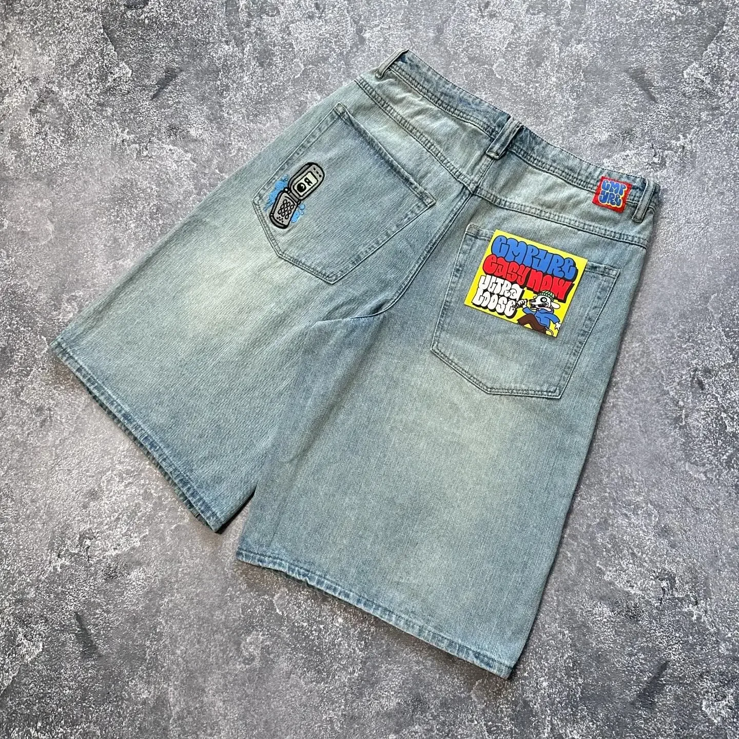 Empyre Shorts Y2K Gothic Hip Hop Cartoon Graphics Embroidery Baggy Jeans Denim Gym Shorts Men Women High Waist Basketball