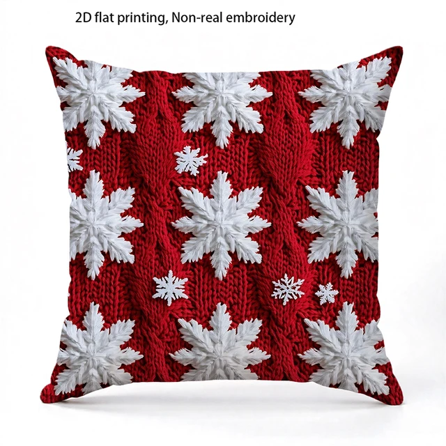 Red Snowflake Pillow Cover 2