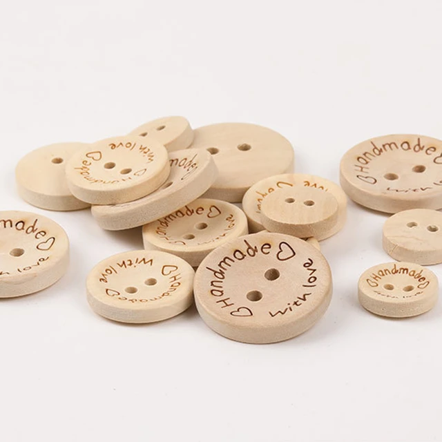 50pcs/lot Mixed Fan shape Natural Wooden Buttons 2 Holes Scrapbook