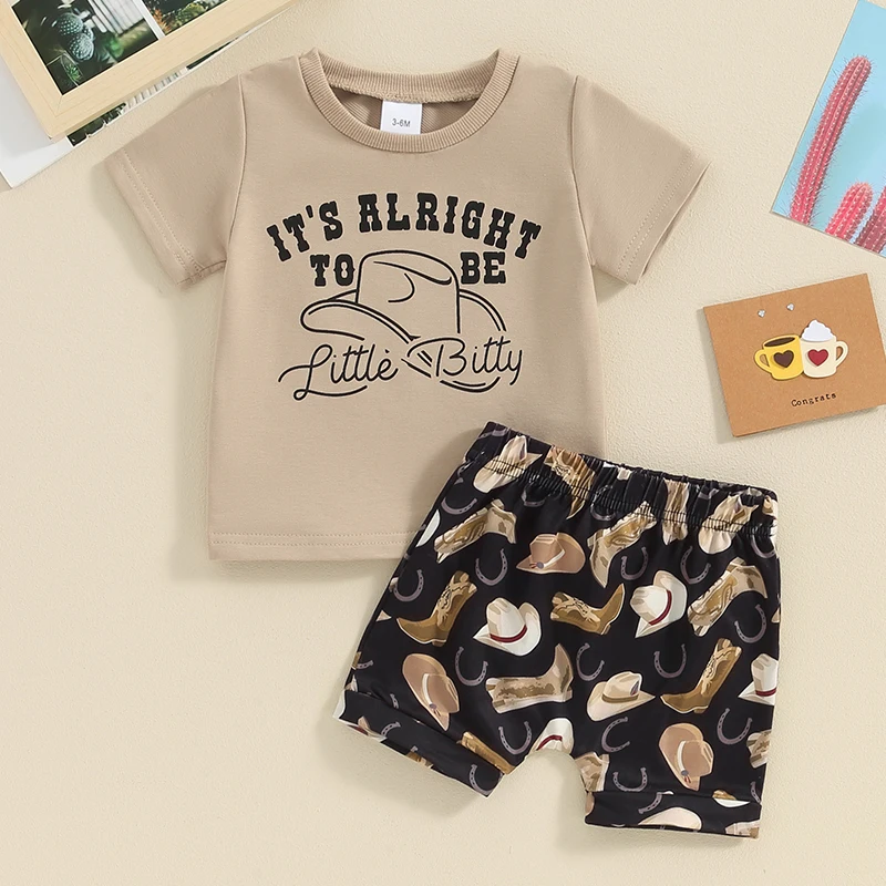 

Baby boy clothes infant summer outfit cowboy T shirt Tees tops joggers casual shorts 2pcs toddler summer clothing set