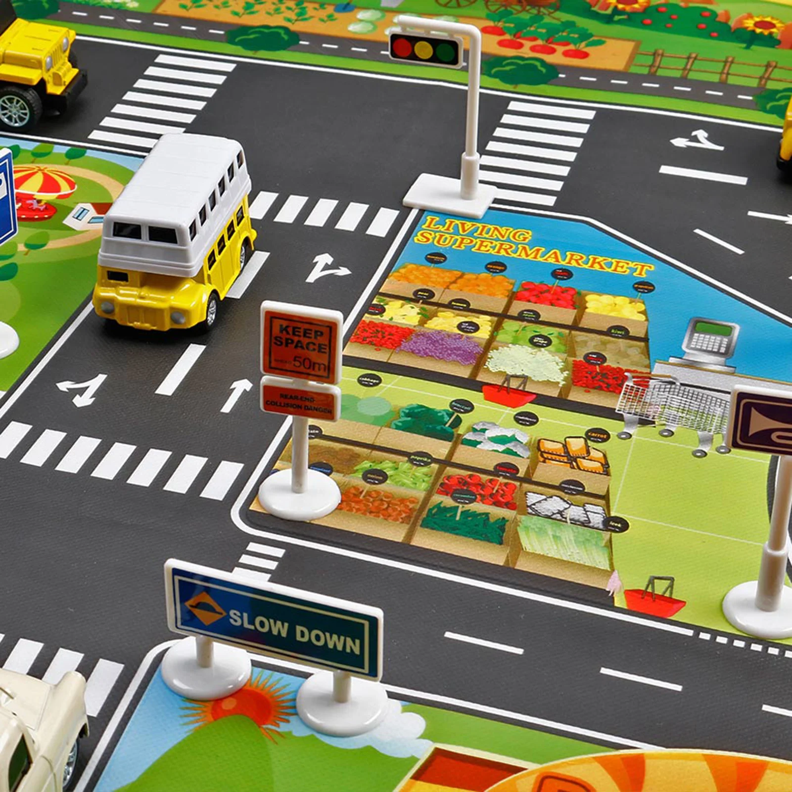 Children Pretend Play Mats Road Traffic City Life Pretend Play Toy for Ages 3-12 Years Old Boys Girls