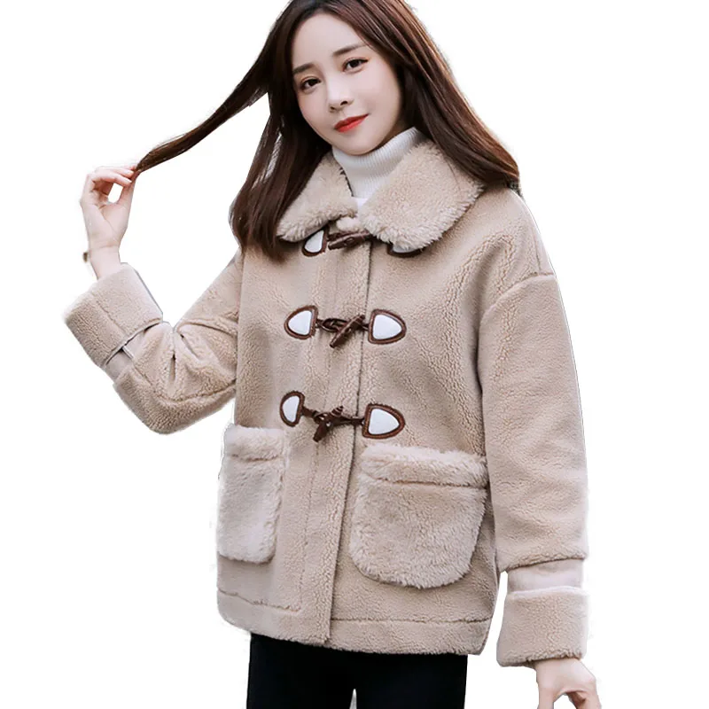 

Меховая куртка, женская одежда, Новые короткие пальто из овечьей шерсти, флисовое пальто из искусственного меха, Женская осенне-зимняя куртка большого размера 3XL A224