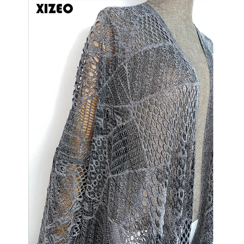 XIZEO  Elegant Autumn Winter Women Cardigan Kaftan Transpare African Holiday Free Size Long Sleeve Party Wedding Gift Kimono