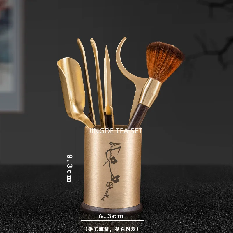 Copper+ebony/tea Knife/pen Holder/tea Clip/tea Ceremony Six Gentlemen/Kung Fu Tea Set Accessories Mini Tongs Wooden Tongs