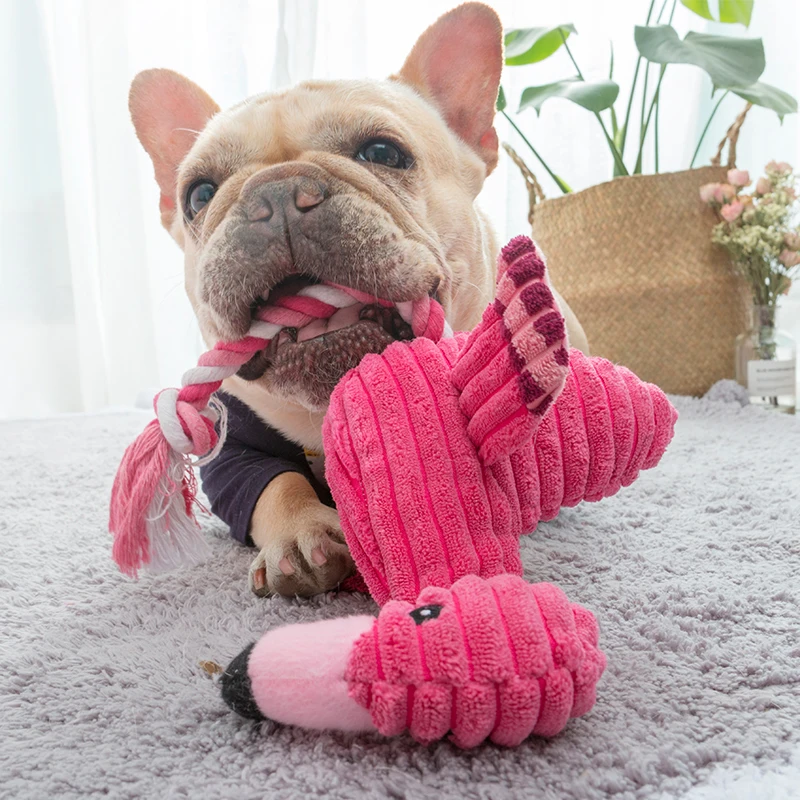 

2023 NEW Cute Plush Flamingo Pet Dogs Bite Chew Toys Chihuahua/Yorkshire/Bulldog/Corgi Small Dog Interactive /Squeaky Sound Toy