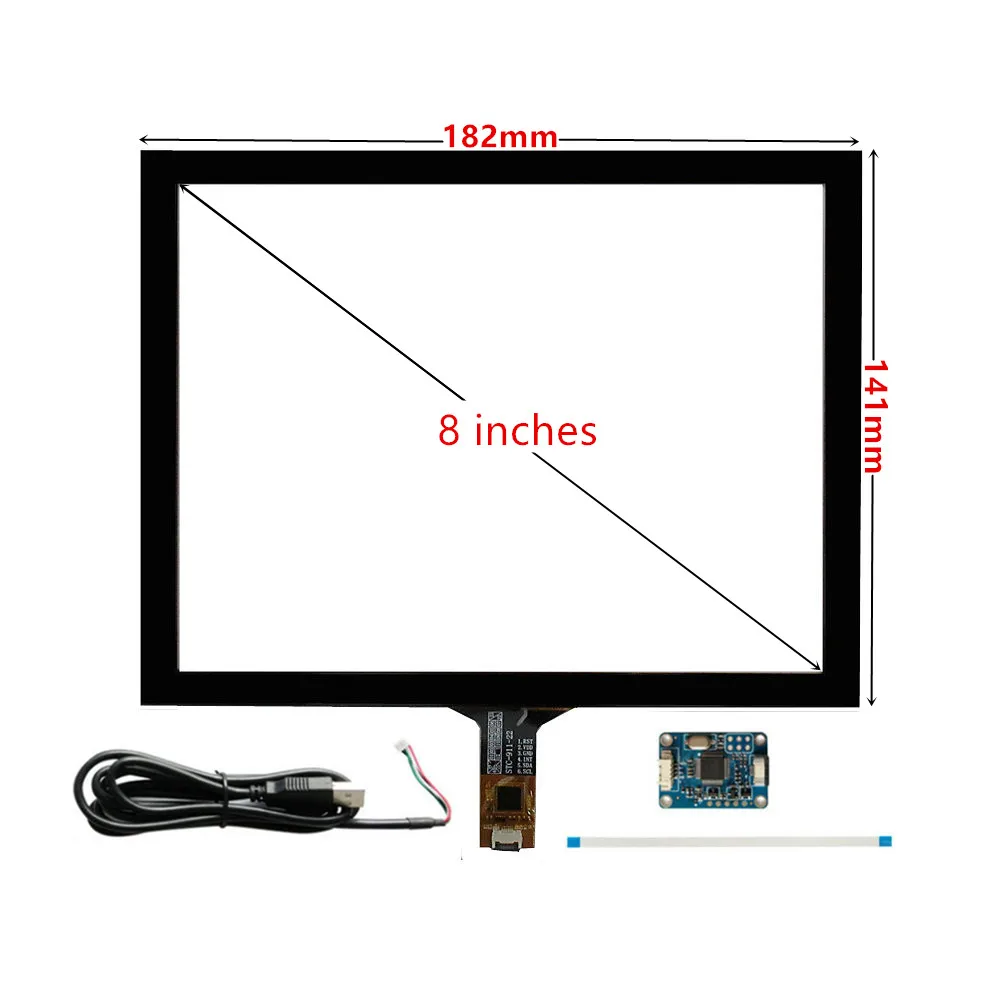 8 Inch 4:3 IPS Multipurpose LCD Display Screen Monitor Driver Control Board Audio Digitizer Touchscreen HDMI-Compatible