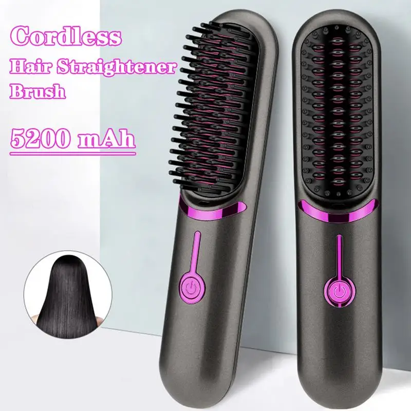 

Hair Straightener Brush Fast Heated Wireless Straightener Brush Multifunctional Styling Hair Curler Anti-scalding Heating Comb