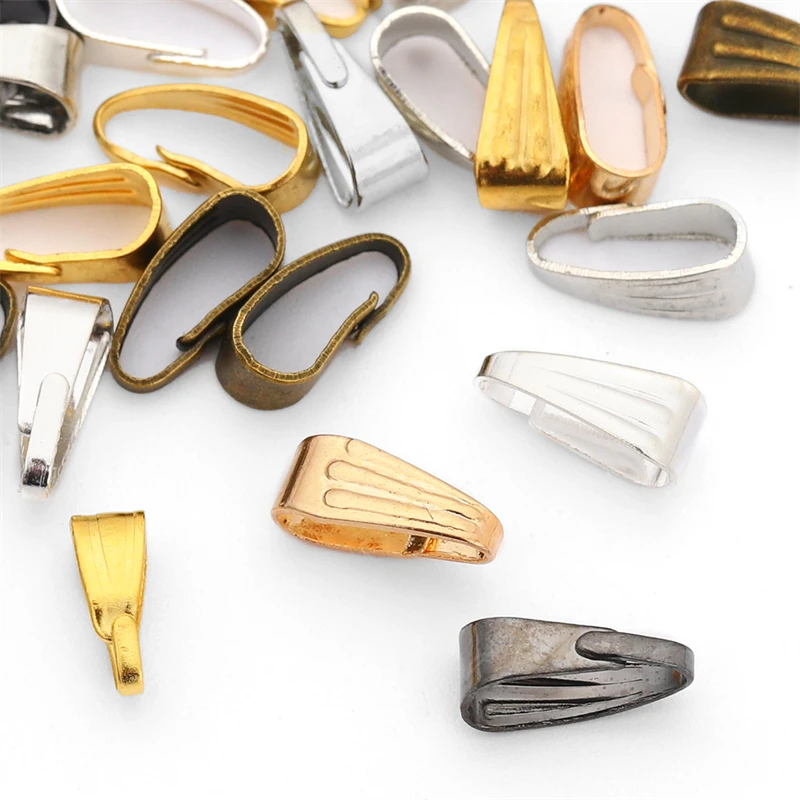 100/200pcs 7/9mm Pendant Clips Pinch Bail Clasp Connectors Necklace