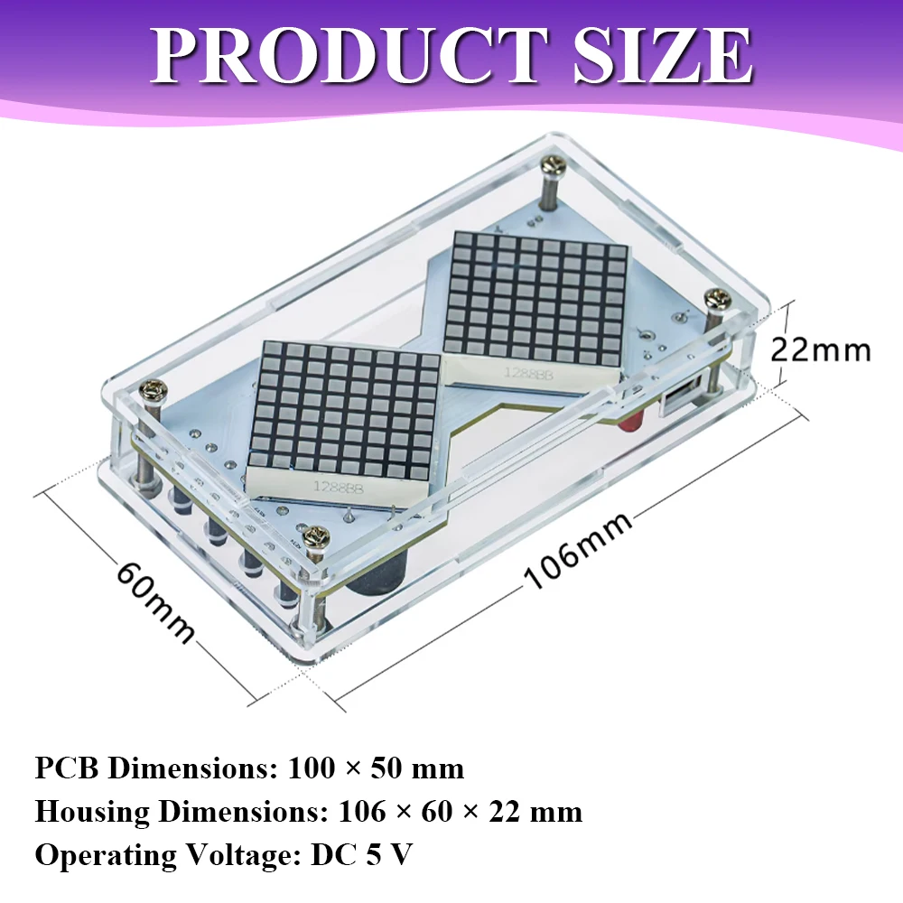 DIY LED Dot Matrix Electronic Kit Electronic Soldering Practice ...