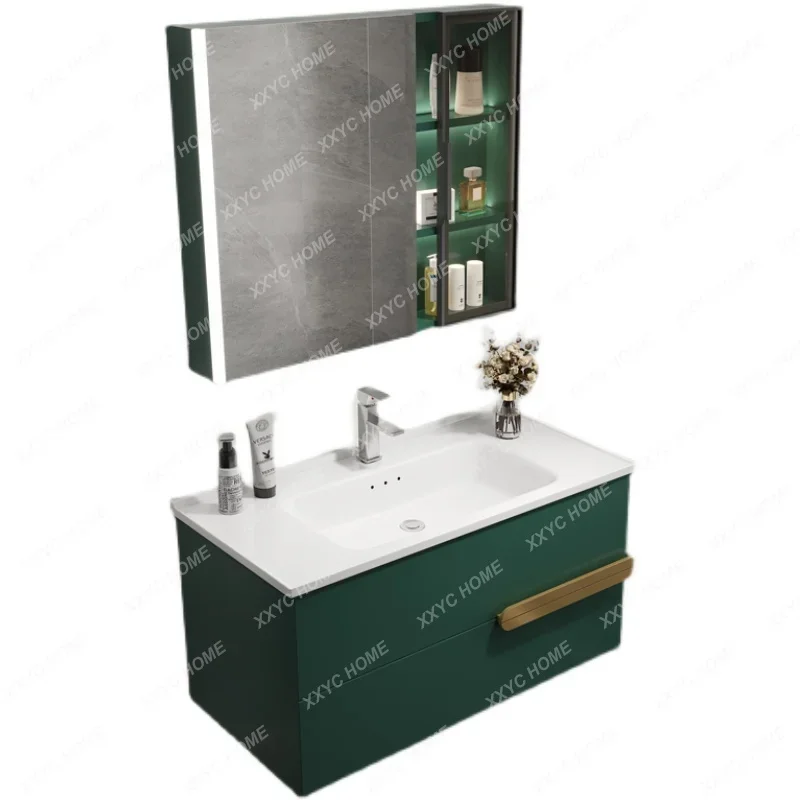 

Bathroom Cabinet Combination Solid Wood Wall-Mounted Washstand Face Washing Wash Basin Wall Cupboard