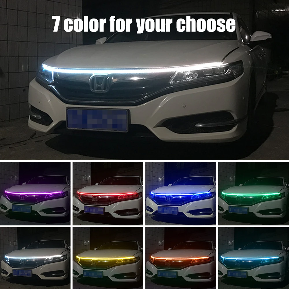 OKEEN 180cm Led Car Hood Lights Strip Universal Engine Hood Guide Decorative Light Bar Auto Headlights Car Daytime Running Light