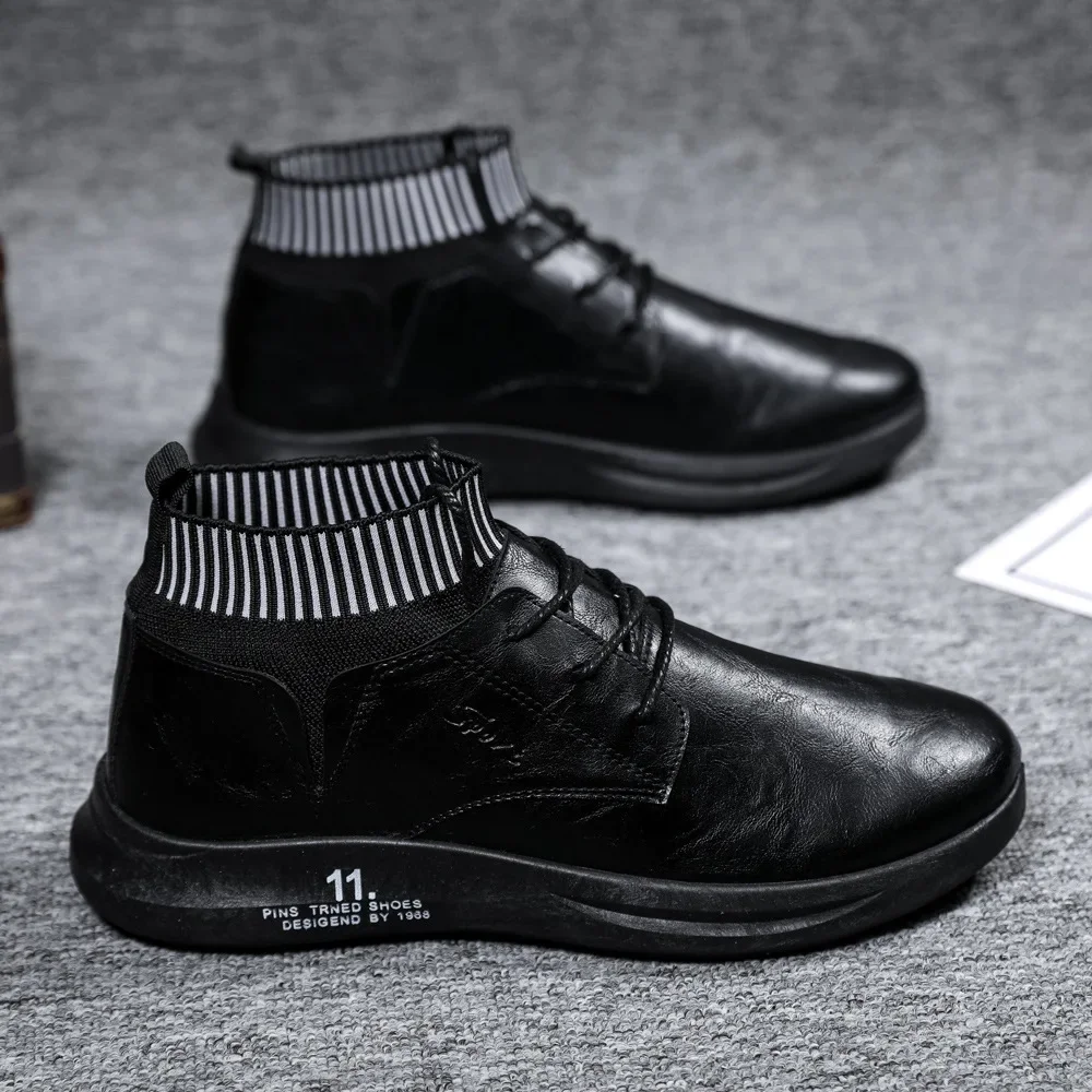 Men's Boots New Fashion Men Leather Shoes Comfortable Outdoor Spring & Autumn Ankle Botas Black Walking Shoes Men Casual Boots