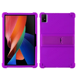 Premium Soft Silicone Cover with Kickstand and Shockproof Airbags for TCL Tab 11 (PURPLE)