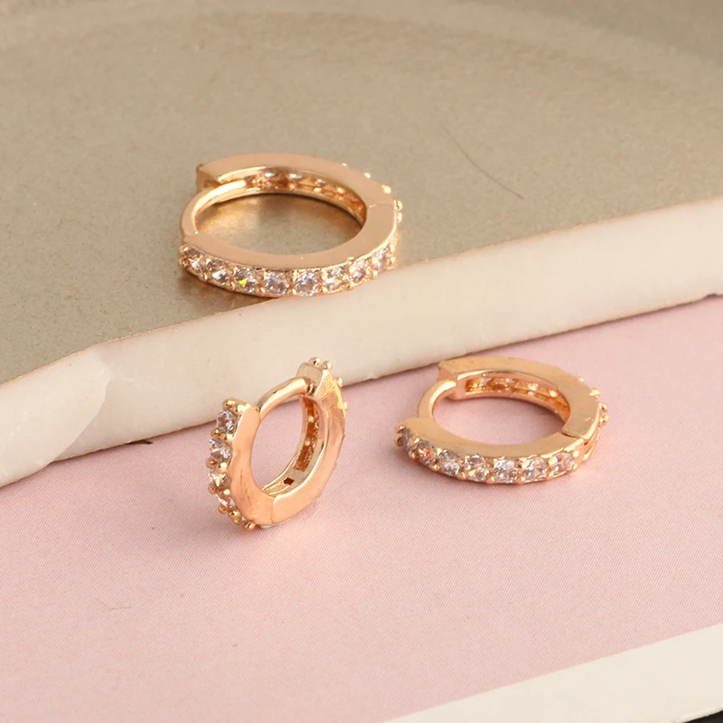 Small Hoop Earrings Cubic Zirconia Huggie Hoop Earrings White Gold Plated Cartilage Piercing Earrings Ear Cuff Tiny Hoop Earring