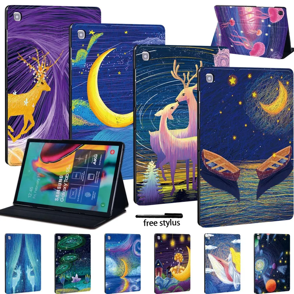Custodia Per Tablet Per Samsung Galaxy Tab A7/Tab S6 Lite/Tab A A6 10.1/Tab A 9.7/Tab S5E/Tab A Custodia Per Serie Di Vernice Da 8 Pollici + Stilo