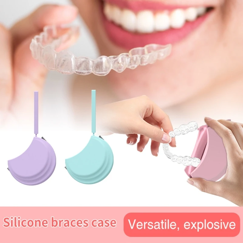 

Silicone Retainer Case Retainer Holder Dental Thin Container Braces Case Denture Mouth Guard Aligner Case with Lanyard