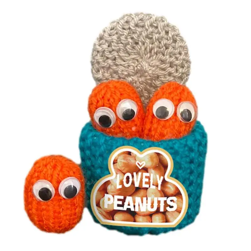 Woven Peanut Toy Plush Decorations Cute Peanut Fun Knitted Beans Adorable And Sturdy Cartoon Peanut Doll Set For Room