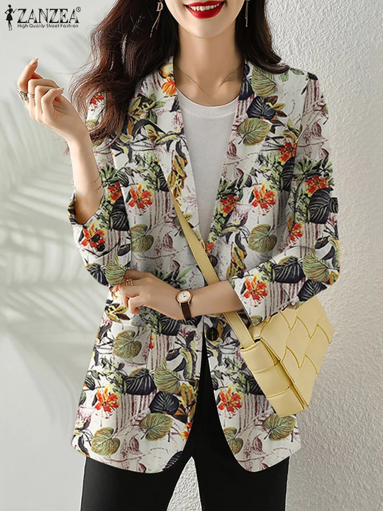 Women Autumn OL Blazer 2025 ZANZEA Elegant Floral Printed