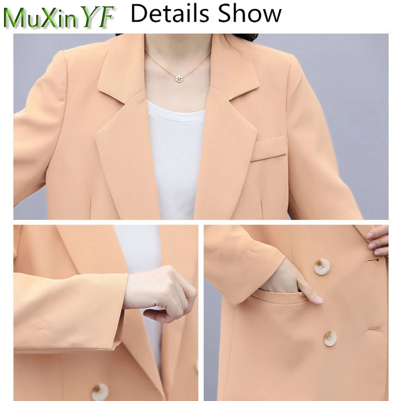 Korean Fashion Women Two Pieces Pants Set 2022 Spring Autumn Office Lady Graceful Blue Suit Coats+Trousers Sets OL Clothing New