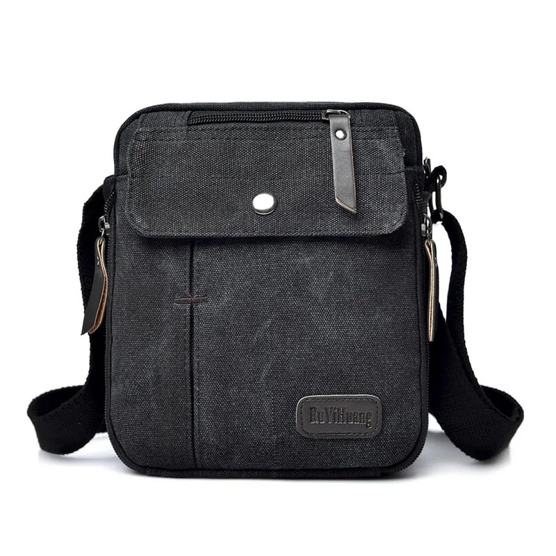 Bolso Bandolera Para Hombre De Lona Y Piel - 36x9x29 Cm, Correa Ajustable, Ideal Para Trabajo, Universidad O Viajes Diarios
