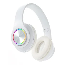 Foldable Bluetooth Wireless Headphones with Mic and Stereo Sound, TF Card & FM Support (White)