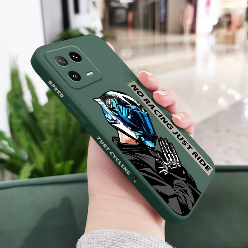 Motorcycle Boy Liquid Silicone Phone Case Cover