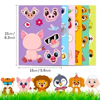6Sheets Children DIY Puzzle Sticker Games 6 Animals Make A Face Funny Assemble Jigsaw Stickers Kids Educational Toys 2