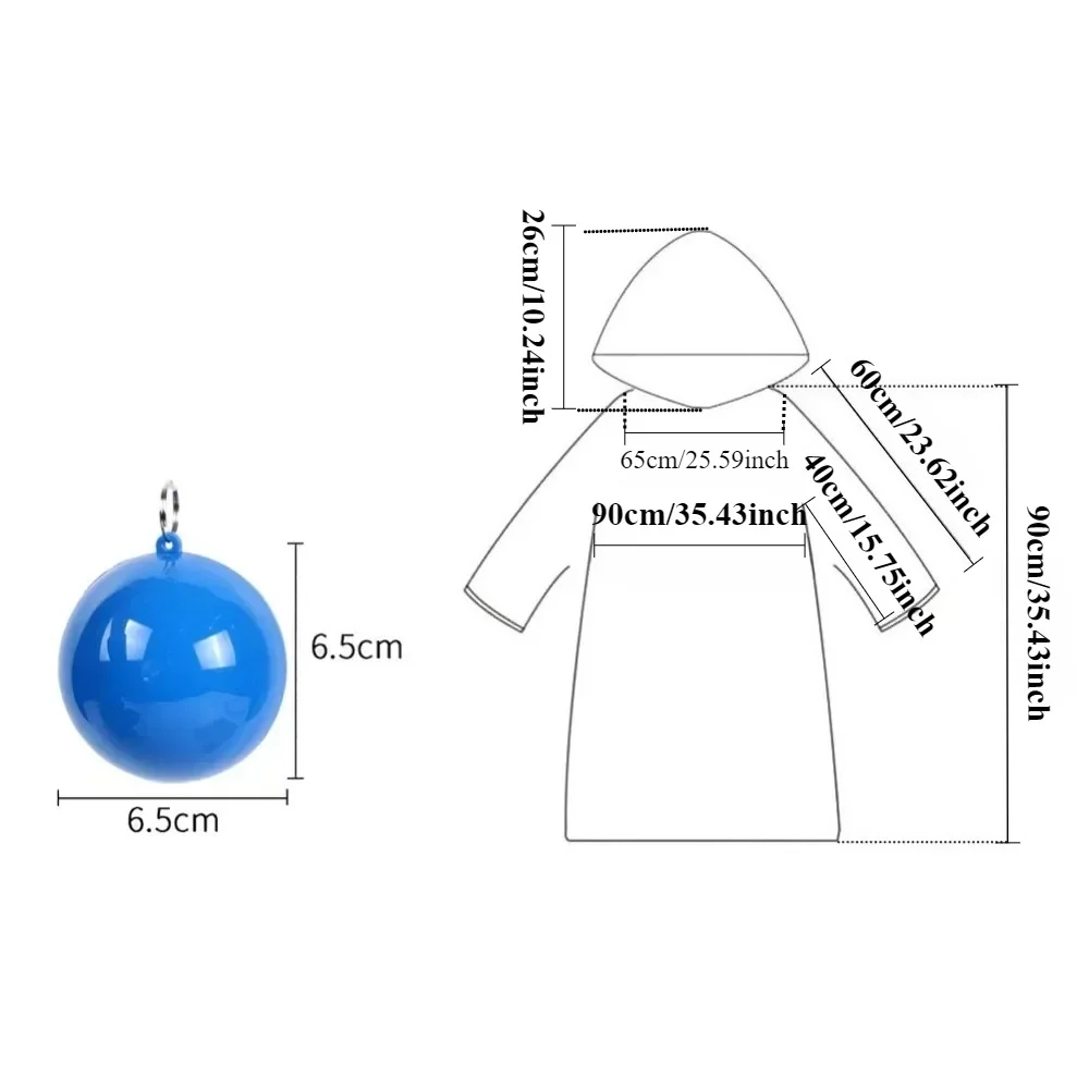 New Portable Disposable Raincoat Keychain Compression Ball Pocket Ball Outdoor Adult Travel Hangable Poncho Camping Gear