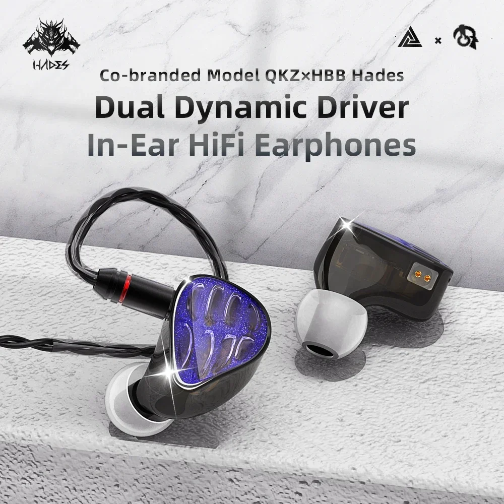 QKZ x HBB Hades 2DD In-Ear Monitor HiFi Earphone Wired Earbuds with Detachable Cable for Audiophiles Musicians wired earphones in ear headphones in ear earphones wired headphones in ear monitor