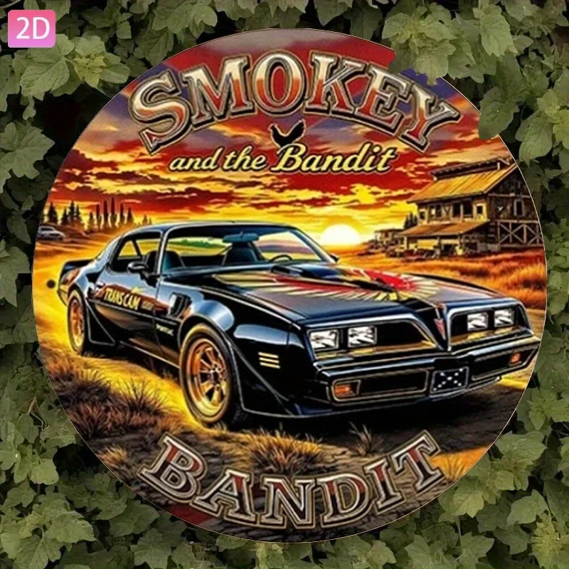 스모키와 밴디트(Smokey and Bandit) 레트로 스포츠카 알루미늄 벽 장식판(정원, 주방, 방, 야외, 차고, 카페, 레스토랑 및 예술 장)